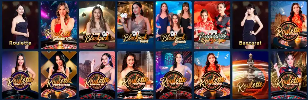 Betmac Casino live casino lobby with roulette, blackjack and baccarat games